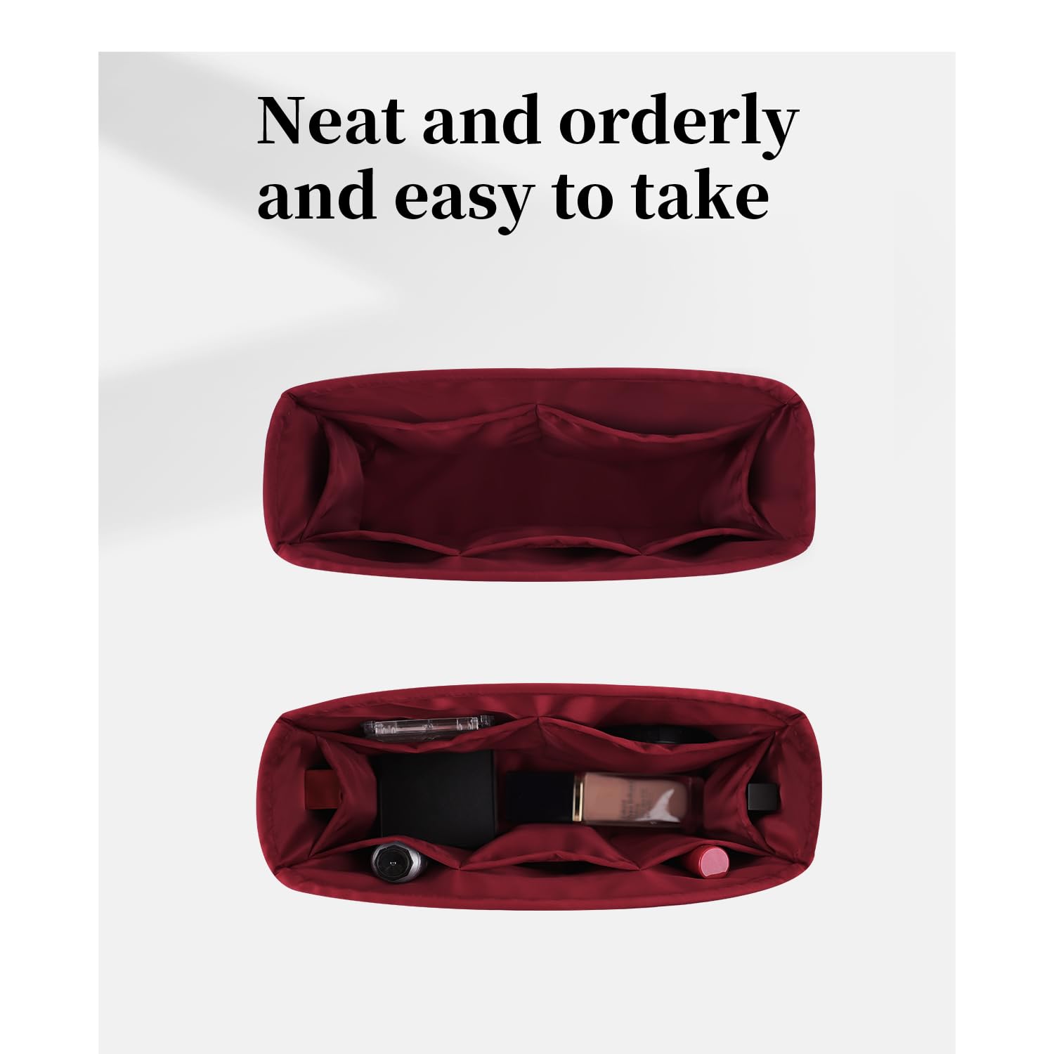 KINGS IN BAG 19 Jumbo Bag Organizer Silky Insert Bag Fits Chanel 19 Bags Lightweight Inner Bag Luxury Bag for Women (Rouge Grena, Jumbo30)