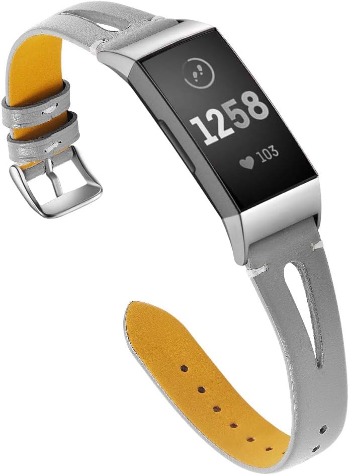 Aottom Compatible for Fitbit Charge 4 / Fitbit Charge 3 Strap Women Leather Sweatproof Bracelet Wrist Strap Sport Wristband Replacement Strap for Fitbit Charge 4 / Charge 3 Fitness Tracker Accessories