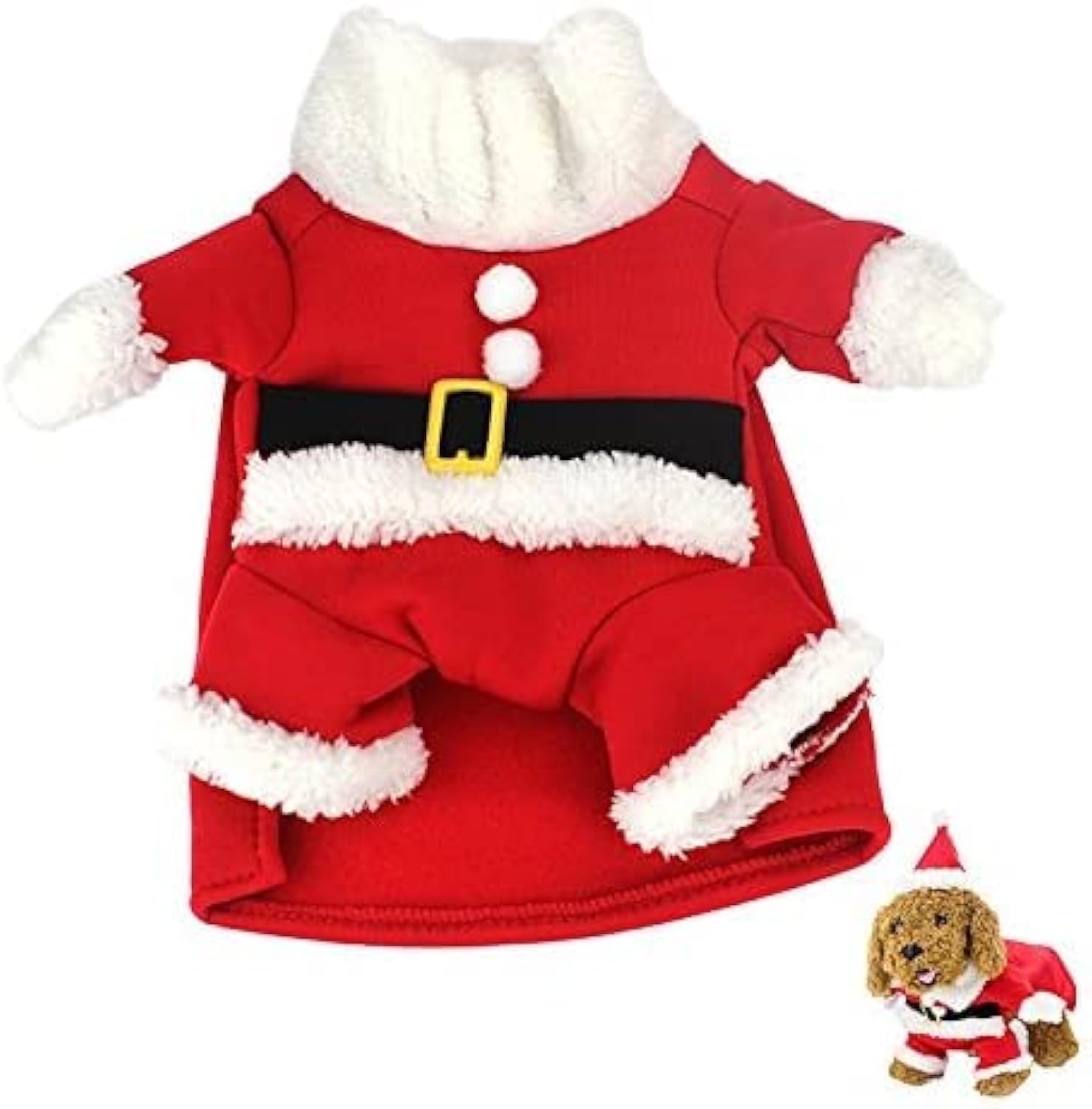 Idepet New Santa Dog Costume Christmas Pet Clothes Winter Hoodie Coat Clothes for Dog Pet Clothing Chihuahua Yorkshire Poodle (S)