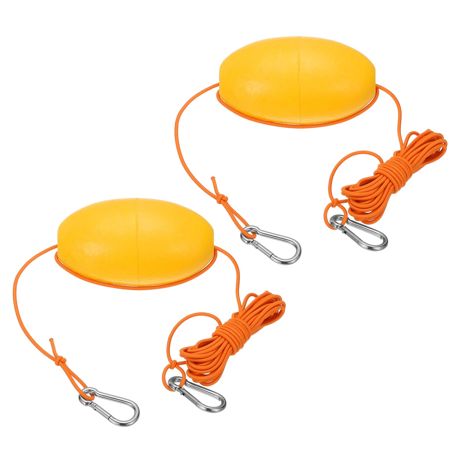 PATIKIL 20FT Float Rope Tow Line, 2 Set Heavy Duty Buoy Ball Float Leash with Stainless Steel Hook Drift Rope Marker Buoy Float Rope for Fishing Drift Kayak Boat Accessories, Orange