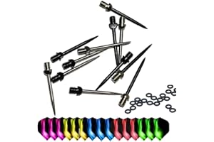 ToBeIT 12 pcs Steel Dart Tips, 15pcs Dart Flights and 20 pcs Dart o-Rings washers (3.5cm)