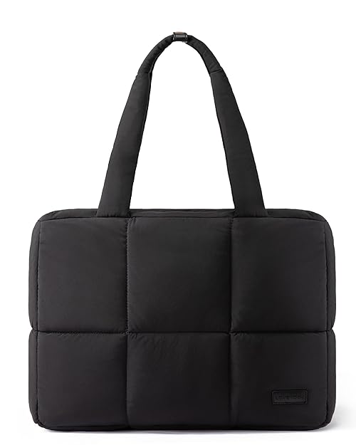 LOVEVOOK Laptop Bag for Women, 15.6 Inch Briefcase Computer Bag Zippered Work Bag for Teacher Office(Black)