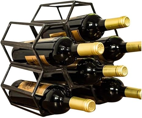 Amazon ワインラックメタルブラックワインラック6ボトルフリースタンディングワイン棚六角形モダンなデザイン ワイン棚キャビネット ワインラック ホルダー オンライン通販