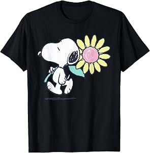 Peanuts Snoopy Pink Daisy Flower T-Shirt