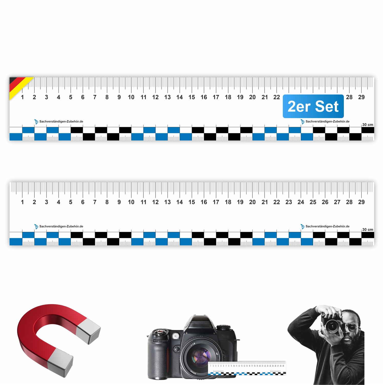 Expert Accessories | Forensic Ruler | 30 cm PVC Magnetic Ruler with Printed Surface