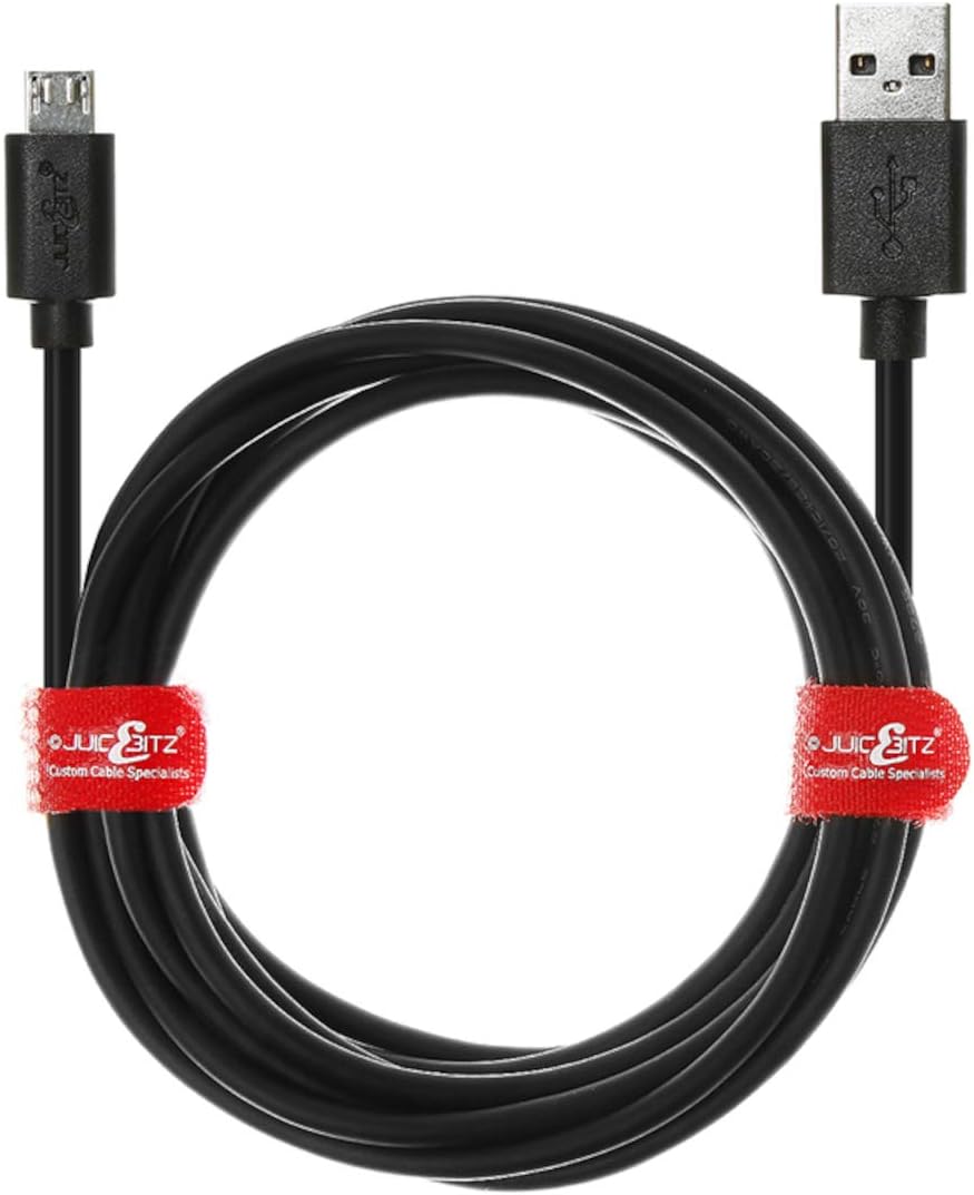 JuicEBitz 2m/6ft FAST 2.4A Micro USB Charger Cable compatible with Android Phones & Tablets: Samsung Galaxy A10 S7 S6 S5 Tab S2 TabA/LG W30 K50 / Cubot/HTC/Sony Xperia (Black)