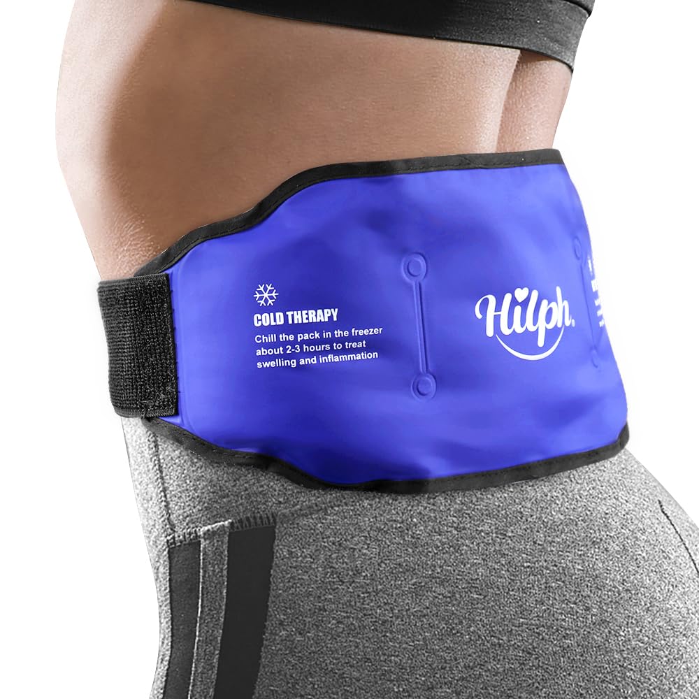 Hilph Ice Pack for Back Pain Relief, Reusable Lower Back Gel Wrap Hot Cold Compression Therapy Lumbar Ice Pack for Back Injuries, Sciatic Nerve, Herniated or Degenerative Disc, Tailbone Pain-Blue