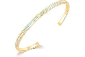 CiNily Womens Cuff Bracelet,Opal Bangle Bracelets Gold Plated Hypoallergenic Ladies Gemstone Open Cuff Bangle Bracelet