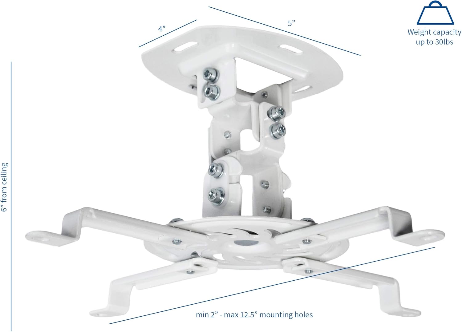 VIVO Universal Adjustable White Ceiling Projector, Projection Mount Extending Arms Mounting Bracket (MOUNT-VP01W): Electronics