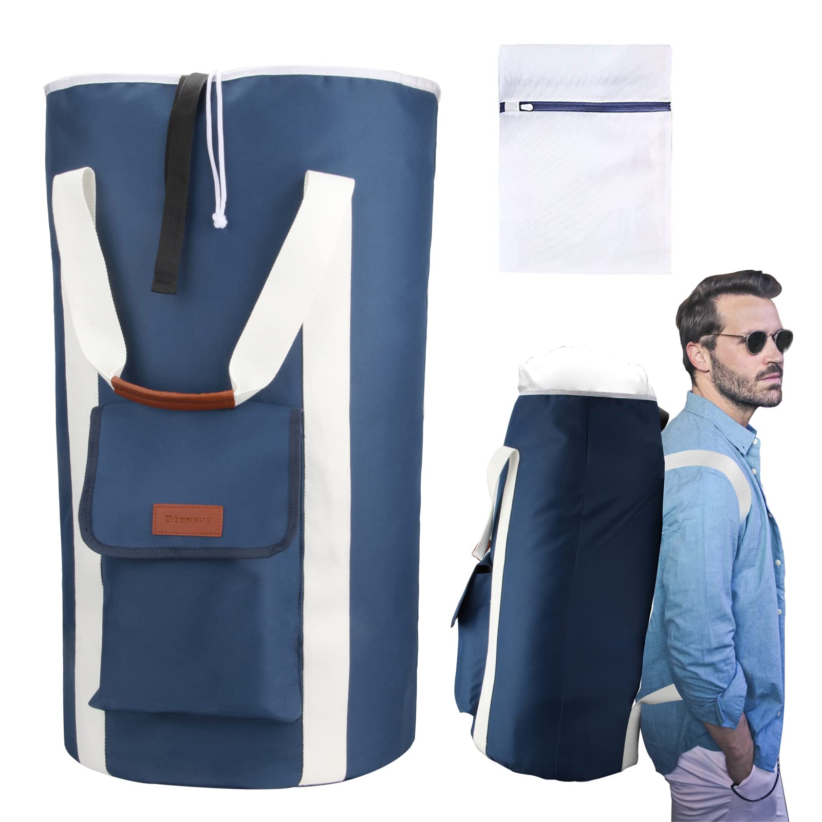 Photo 1 of Laundry Bag Backpack - 115L Laundry Bag Backpack Heavy Duty Extra Large with Shoulder Straps and Drawstring Closure - Durable Laundry Bag for Laundromat, College Dorm, Travel, Camping (115L-Blue)