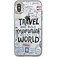 Gocase Travel & Build Memories Case Compatible with iPhone X/XS Transparent with Printed Silicone Transparent TPU Mobile Phone Case Travel World Map Passport Adventure On The Go