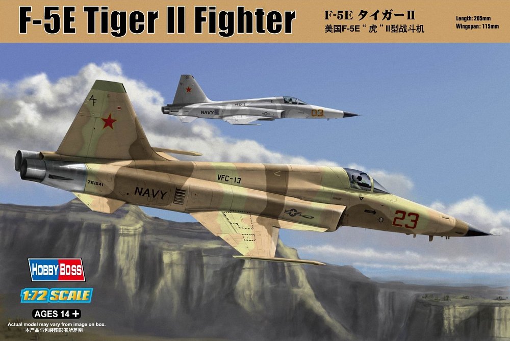 Hobbyboss 1:72 Scale F-5E Tiger II Fighter Re-Edition Assembly Kit, 20.02 x 11.28 x 5.64 cm