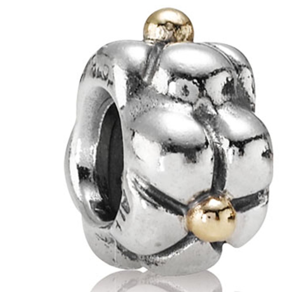 Original Pandora Element 790125 Wild Blossom Silver Gold Charm Bead, Silver