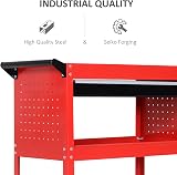 DURHAND 3-Tier Tool Trolley Cart Storage Shelf with Drawer Red 82x35x76 cm view 5
