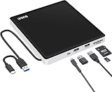 BUNUD USB 3.0 Type C External CD DVD Drive RW Reader Burner SD TF USB Hub Laptop