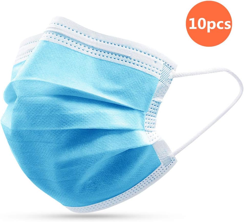 Wiixiong 10PCS/20PCS/50PCS Disposable Medical Mask, 3-Layer Dust Breathable Earloop Face Mask, Adjustable Nose Clip, Professional Sanitary Surgical Mask(10PCS)