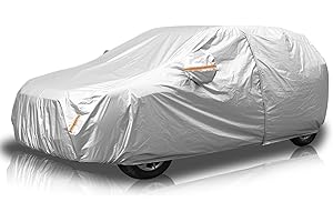 AMBARI Car Cover Waterproof All Weather Outdoor Car Cover Sun Protection Full Exterior Covers, Car Cover for SUV Length up to 170 Inches (Silver, Size B1)