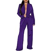 Elainone Women's Business Blazer Pants Set Dressy Professional Suits Wide Leg Office 2 Piece Outfit