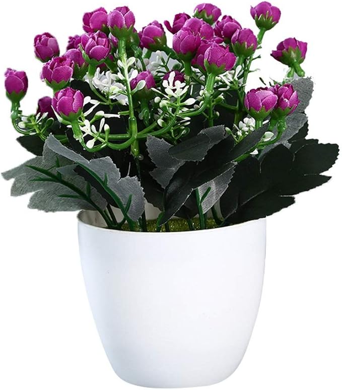 Artificial Flower with Ceramic Vase, Fake Silk Flowers in Vase