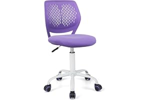 DORTALA Desk Chair for Teen, Kids Armless Swivel Small Cute Low-Back Mesh Office Chair Comfy with Adjustable Height, Lumbar S