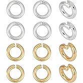 PH PandaHall 12pcs 2 Styles 925 Sterling Silver Locking Jump Rings 6mm Necklace Connection Round Jewelry Making Supplies Jewelry Clasps for Necklace Bracelet Keychain Jewelry Making