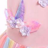 URAQT Unicorn Costume for Girls Pink Yellow 140cm Dress Necklace Headband view 4