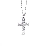Silver Jesus Cross Pendant Necklace - 925 Sterling Silver - Silver Adjustable Necklace 16"-18"