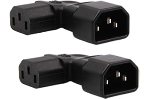 WYMECT 2-Pack Left Angle IEC C14 to C13 Power Adapter PDU Plug for LCD Wall Mount TV
