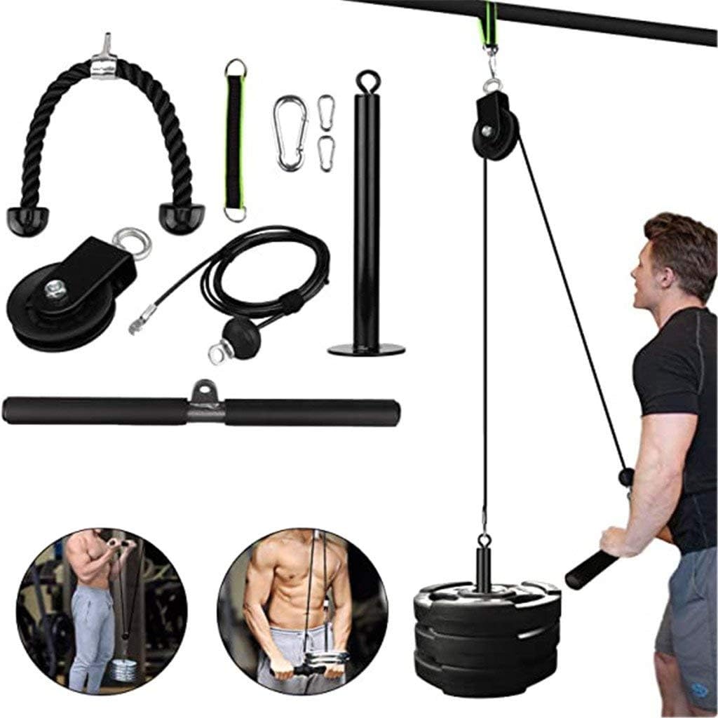 showsing Forearm Wrist Roller Trainer Set,9PC Indoor Outdoor Arm Strength Fitness Lifting Exerciser Training Equipment,Heavy Duty Pulley System for Pulldowns Bicep Curls Workout