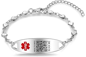 Theluckytag Upgraded Medical Bracelets Men Women with QR Code Medical Alert ID Bracelets - Titanium Steel Wristband Fits Wrists Up 8‘’-10‘’ - More Space Custom Emergency Medical ID Info