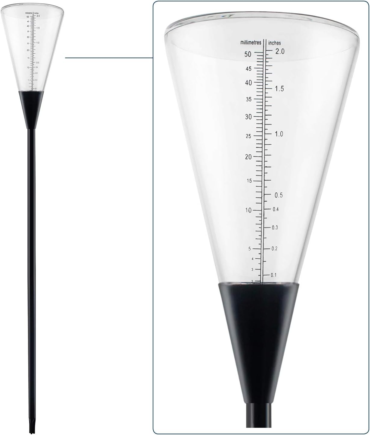 Regenmesser mit Erdspieß für den Garten – Niederschlagsmesser zum Ablesen der Regenmenge – robust und dekorativ