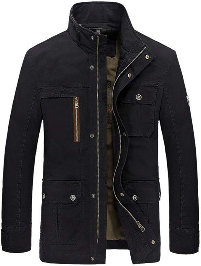TDEOK Herren Übergangsjacke Braun - Militärstyle Mit Vielen Taschen