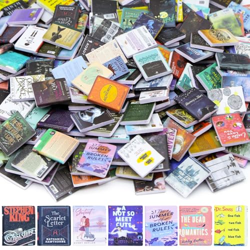 150 Pcs Mini Books for Anxiety Bookshelf，Miniature Dollhouse Books Assorted Tiny Small Books Accessories for Mini House Decor Crafts Office Deskce, Desk