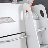happybeds Pegasus High Sleeper Storage Bed, Wood Desk & Wardrobe, White, 3FT view 3
