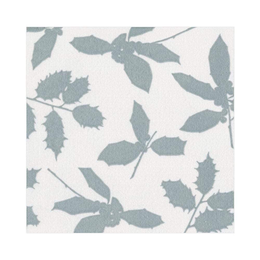Caspari Holly Silhouettes Paper Linen Luncheon Napkins in Ivory & Silver, 15 Per Package