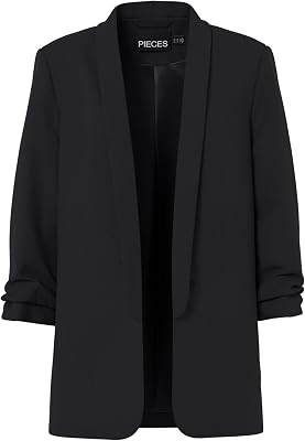 Pcboss 3/4 Blazer Noos, Chaqueta de traje Mujer, Negro (Black Black), 42 (Talla del fabricante: Large)