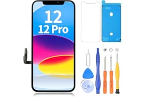 Ayake Full HD Screen Replacement for iPhone 12/12 Pro, 6.1 inches COF LCD Display and Touch Digitizer Assembly Repair Tool Kits and Protector Face ID and True Tone Programmable