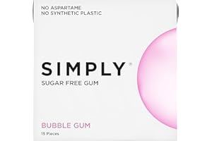 SIMPLY Gum | Dental Gum | Sugar Free Xylitol Chewing Gum | Bubblegum | Pack of Six (90 Pieces Total) | Synthetic Plastic Free + Sugar Free + Aspartame Free