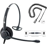 TruVoice HD-100 Office and Call Center Wired QD Headset with Noise Canceling Microphone and HD Speakers - Compatible with Mitel, Nortel, Avaya, Poly, Polycom, Shoretel, Digium, ESI, Fanvil Desk Phone