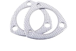 JOIUYOLJ Exhaust Flange Gasket 2.5-inch 2Pcs 3-Bolt for Multipurpose Manifold Catalytic Converter Turbine Header Replacement Shaft Return Engine Exhaust Pipe