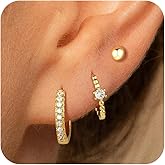 Nancomy Small Gold Hoop Earrings for Women Set Trendy 14K Gold Plated Hypoallergenic Lightweight Dangle Huggie Hoop Stud Earrings for Women Jewelry Gift