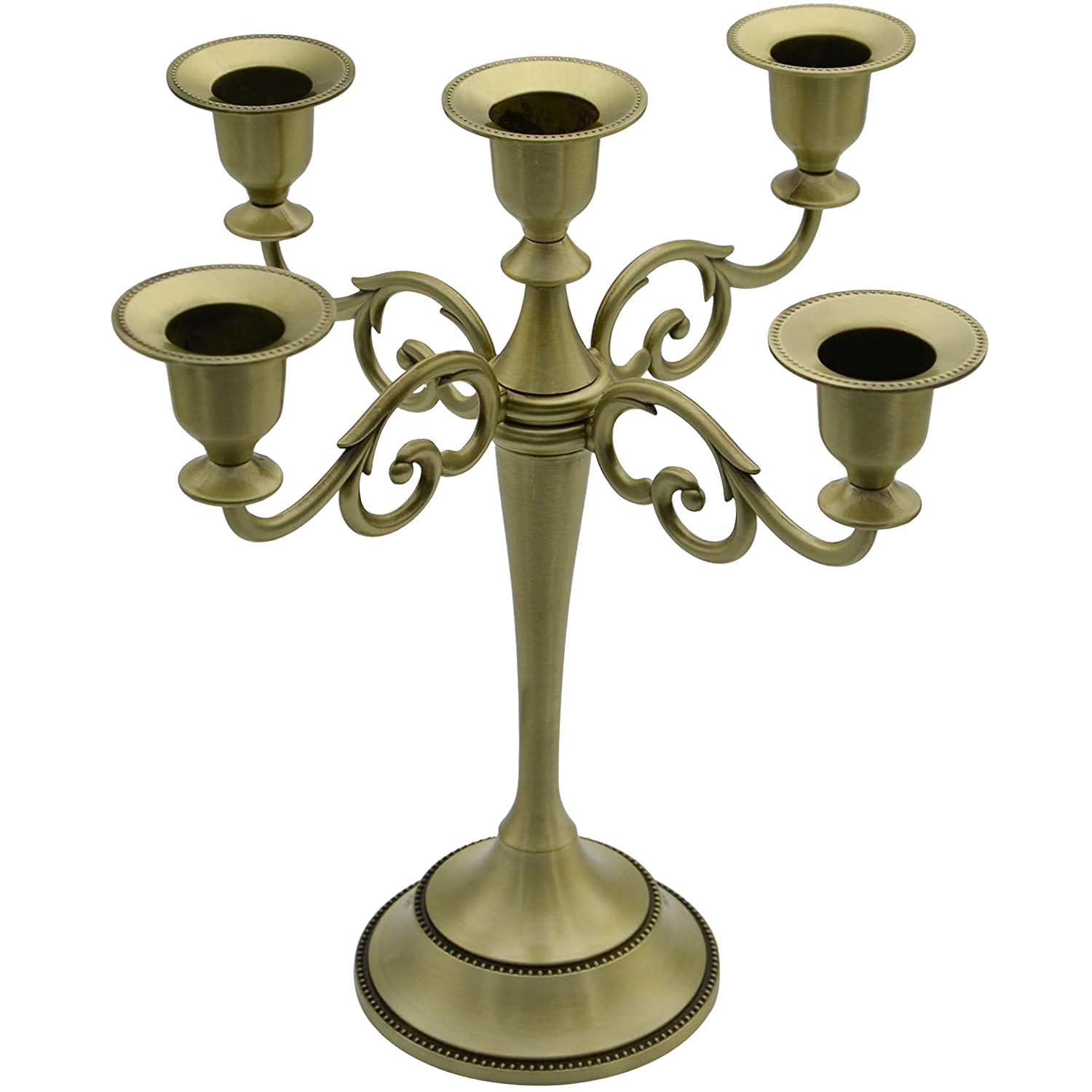 Metal Candelabra Candle Holders 5 Arms for Taper Candles, Candlestick Holders 10.24 inch Tall, Vintage Candle Sticks Holder for Christmas Halloween Wedding Event Table Centerpiece