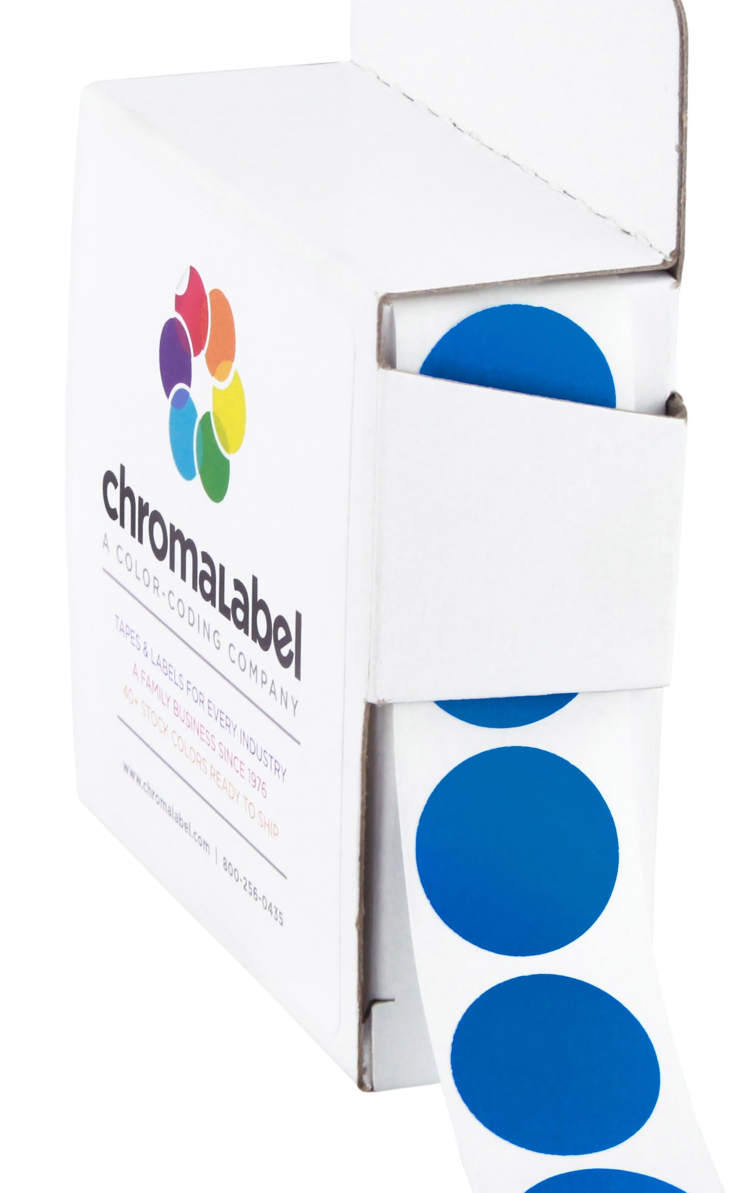 ChromaLabel 19mm (3/4 Inch) Round Permanent Colour-Code Dot Stickers, 1000 per Dispenser Box, Dark Blue