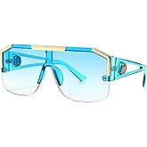 AIEYEZO Square Oversized Sunglasses Flat Top Shield Sun Glasses for Men Women One Lens Square Shades