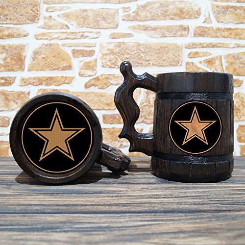 Dallas Cowboys Beer Mug, American Football Wooden Beer Stein, Sport Gift, Personalized Beer Stein, Dallas Cowboys Tankard, Custom Gift for Men, Gift for Him - Thumbnail 2