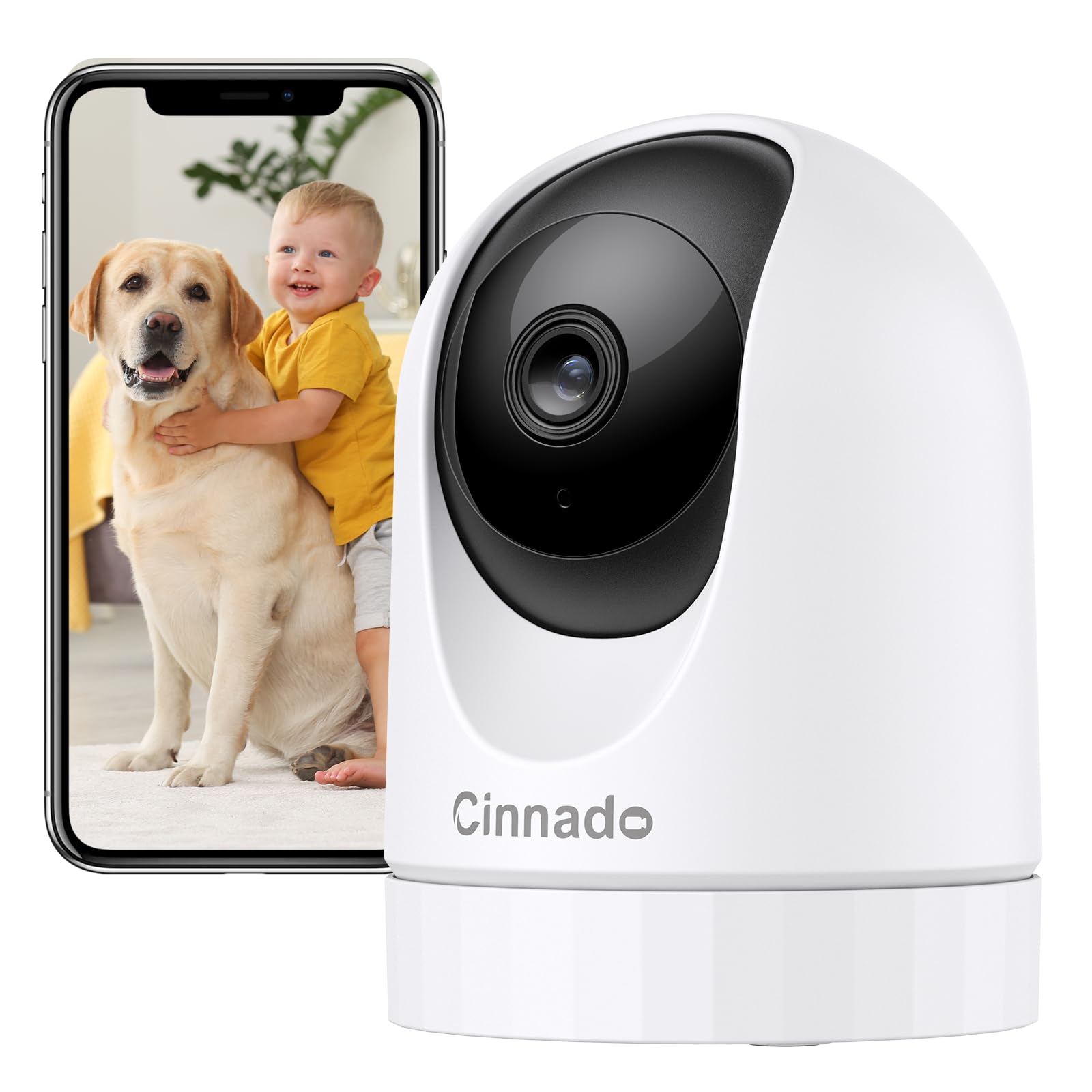 Cinnado 2K Pet Camera, Indoor Camera, Dog Camera, 360° Home Security Cameras with APP Control, Motion Tracking, 2-Way Talk, Night Vision, TF Card/Cloud Storage, D1
