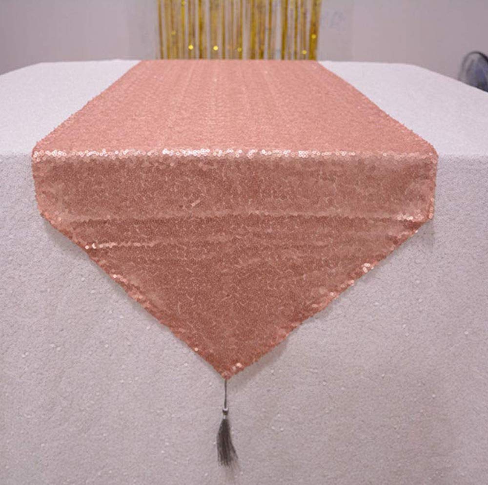 Best shinybeauty blush sequin table runner gold