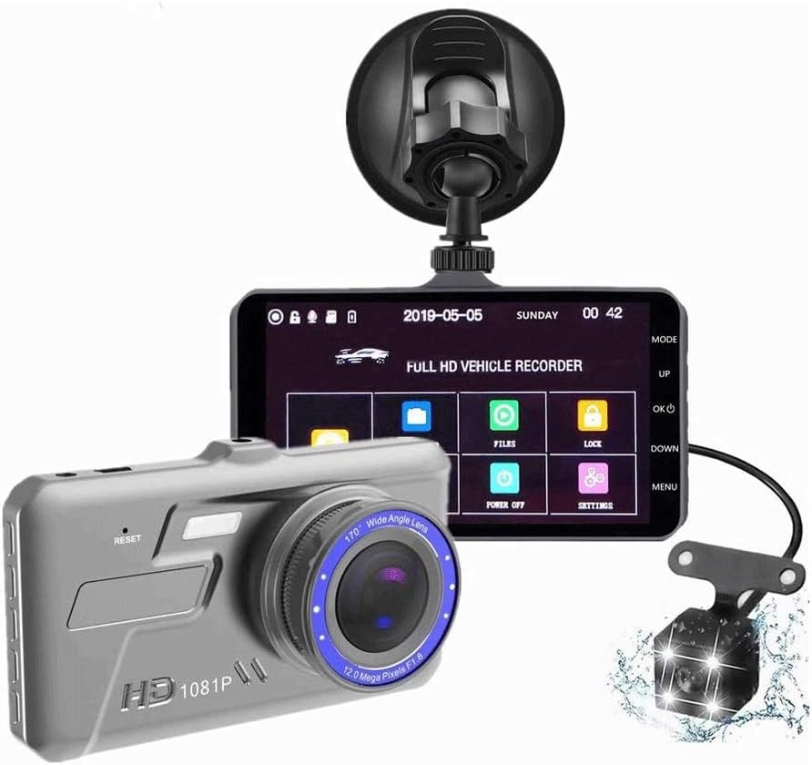 ZCD Dash Cam, 1080P Dash Camera for Cars, 4" Touch Button Screen Car Driving Recorder with 170&deg; Wide Angle and Infrared Night Vision, Motion Detection, G Sensor, Loop Recording, Parking Monitor