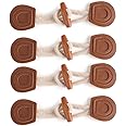 4 Sets Sew-On Toggle with Wooden Horn Button for Coat Jackets Shawl DIY Sewing Accessories (Brown)