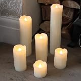 Festive Lights Cream Real Wax Pillar Candles 6 LED Dripping Tealight Set view 2